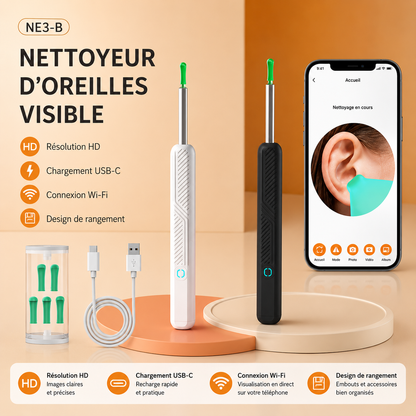 Kit complet nettoyeur d'Oreilles Visuel HD Sans Fil