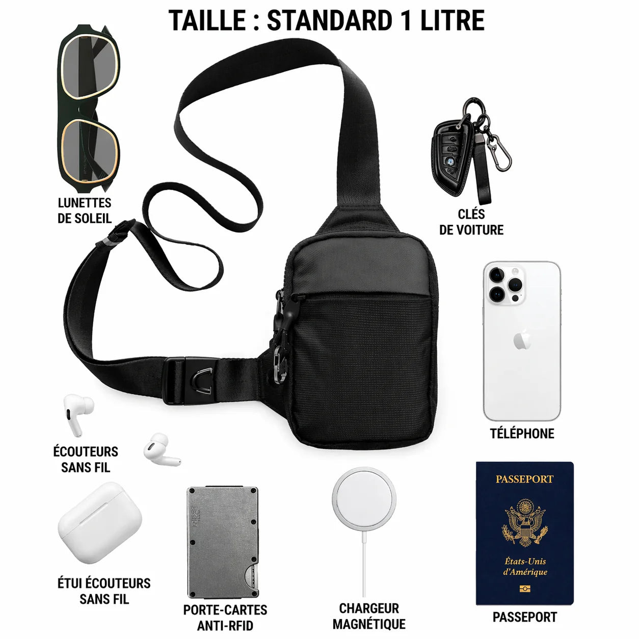 Sac bandoulière multi-fonctions 4 en 1