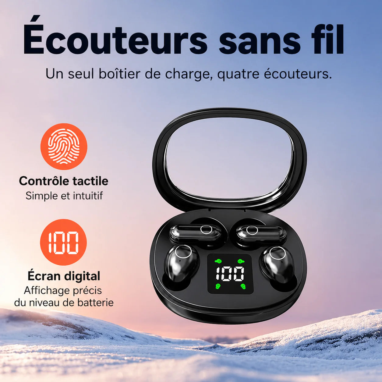 4 écouteurs sans fil tout en un