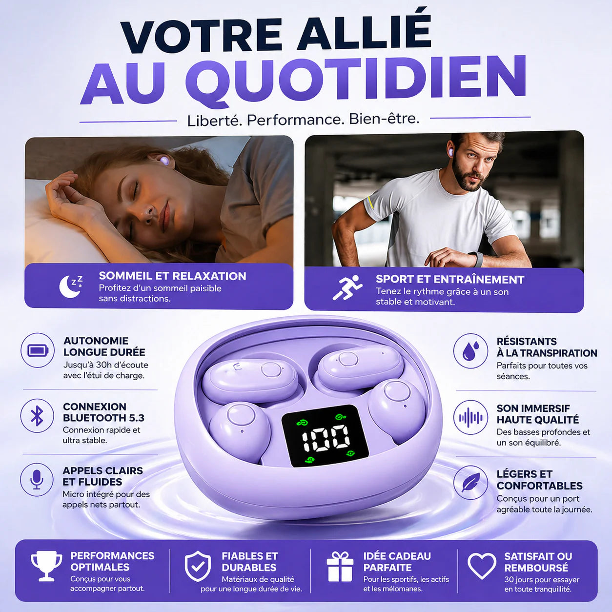 4 écouteurs sans fil tout en un